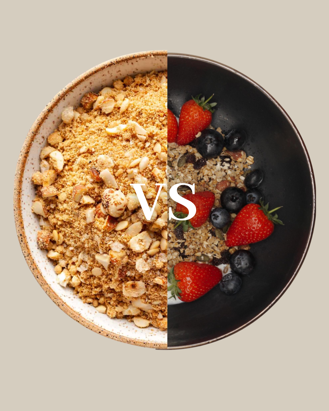 Side-by-side comparison of Panjeeri and Artisan Granola bowls – traditional South Asian superfood vs. handcrafted healthy granola from Artisan Granola UK.